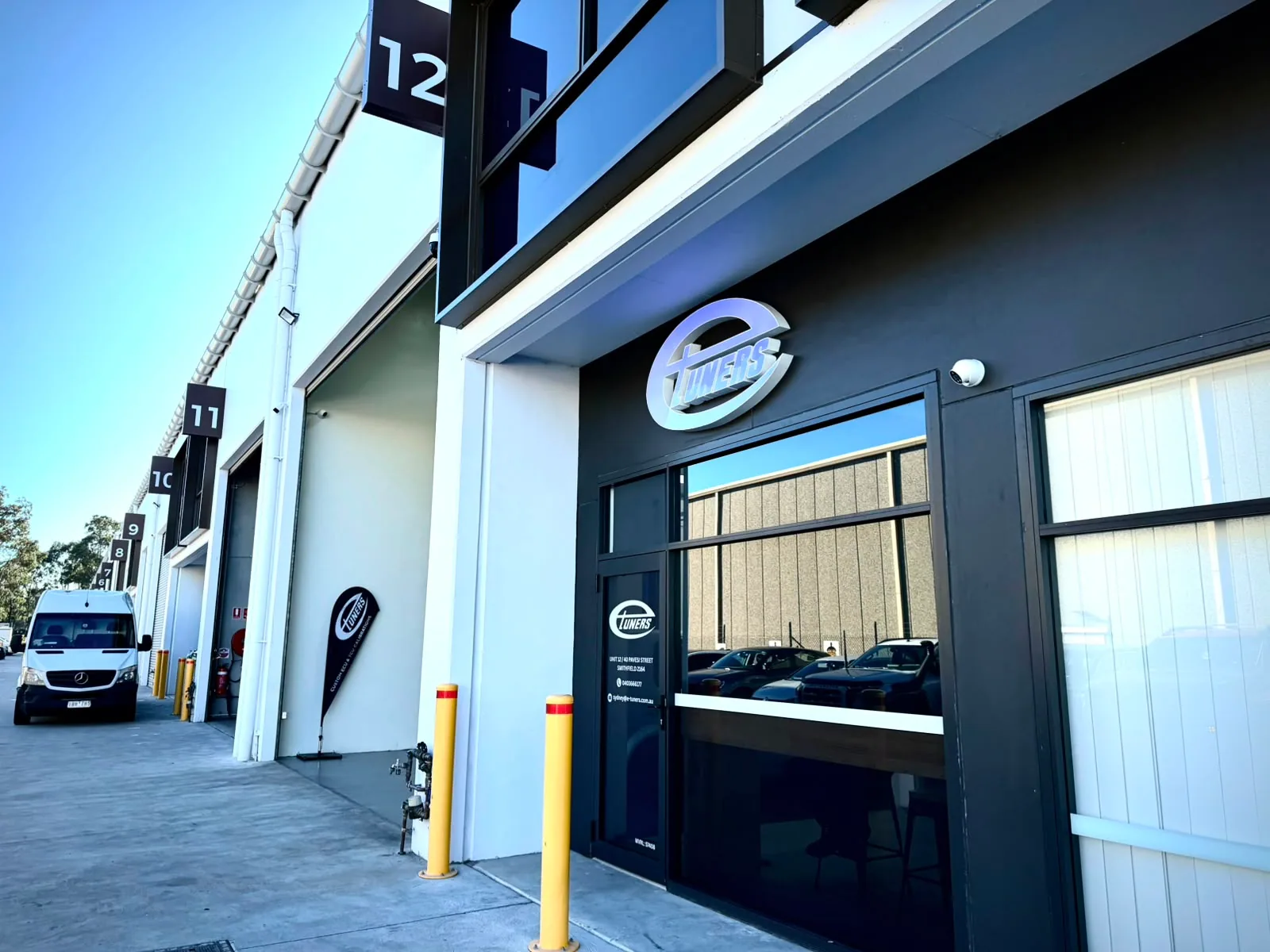 Entrance to the Etuners research and development workshop in Smithfield